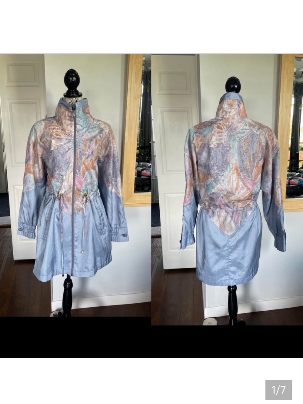 Vintage 80s/90s Retro Coat Jacket. Pockets. Can cinch waist. Large/XL